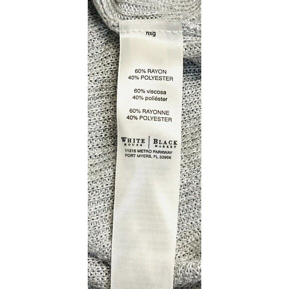White House Black Market Open Front Drape Cardigan Metallic Silver L/S Size XS - Picture 9 of 12